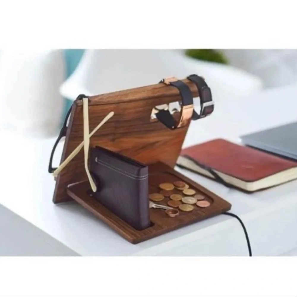 Wooden Phone Docking Station Organizer